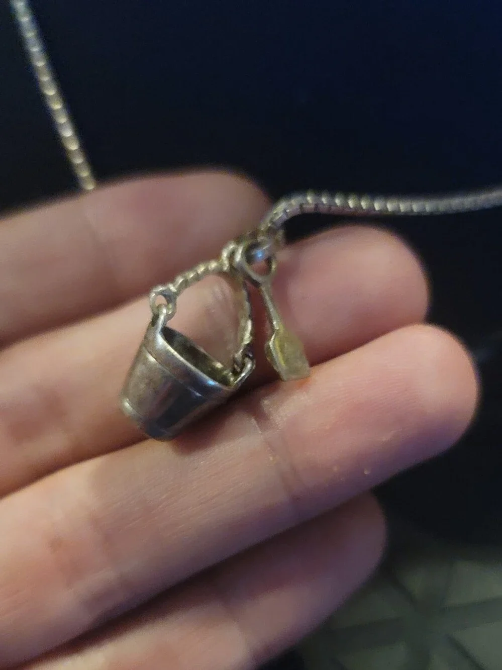 925 Sterling Silver 18in Necklace Bucket Shovel Beach Charm Pendant
